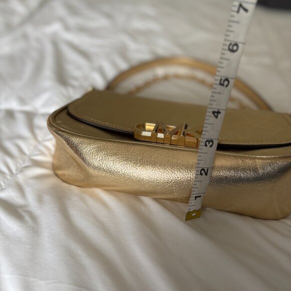 Michael Kors Parker Medium Gold Metallic Leather Shoulder Bag Chain Strap - Picture 6 of 11